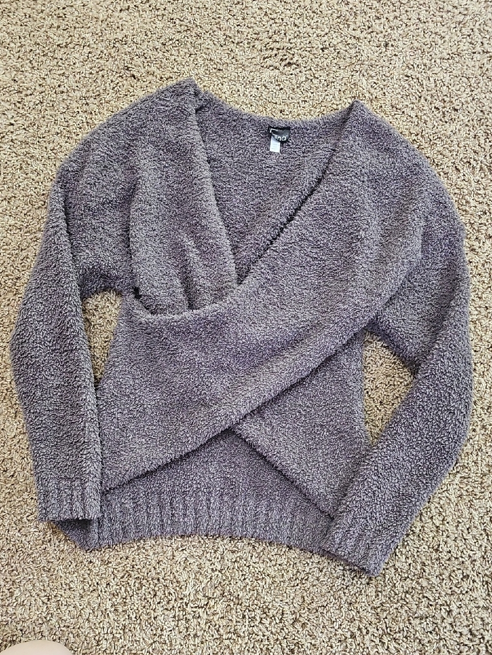 Felina Heather Gray Plush Wrap V-Neck Sweater